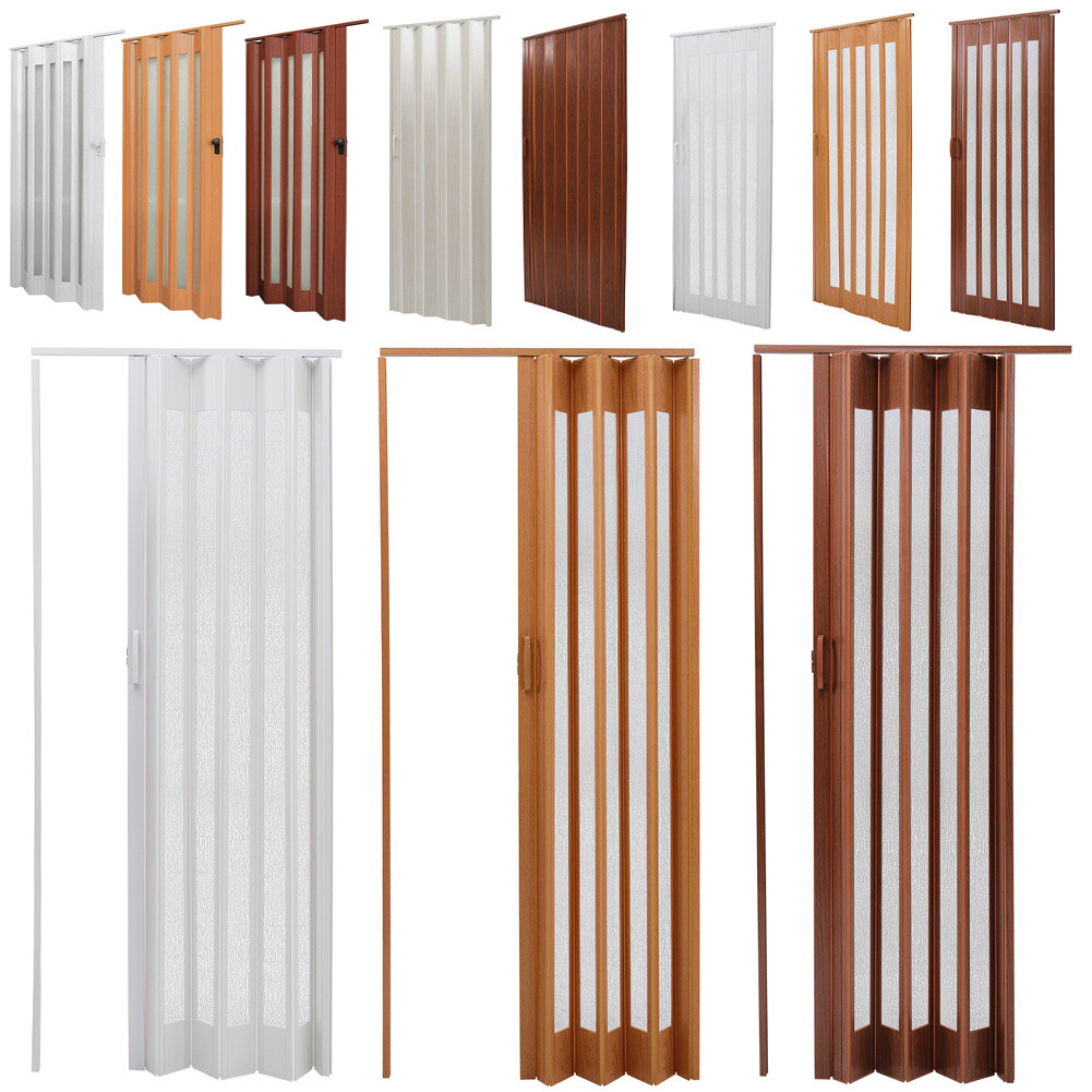 Accordion PVC Folding Door Acrylic Glass Through Sliding Doors Room Divider  Wall