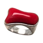 VINTAGE ART DECO STERLING SILVER RED STONE SIZE 6.5 RING 6.1GR #1885