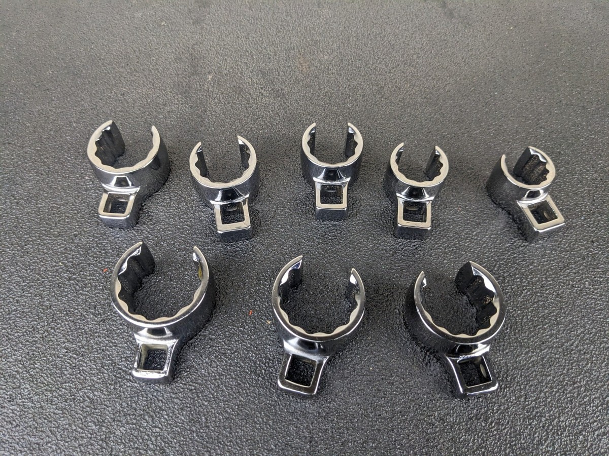 Snap-on 208an 8pc 3/8”dr Deep Flare Nut Crowfoot Wrench Socket Set