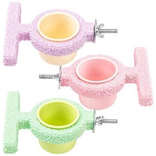 1x Bird Perch Bird Feeding Cup Bird Cage Feeder Cup with Perch for Seed Water