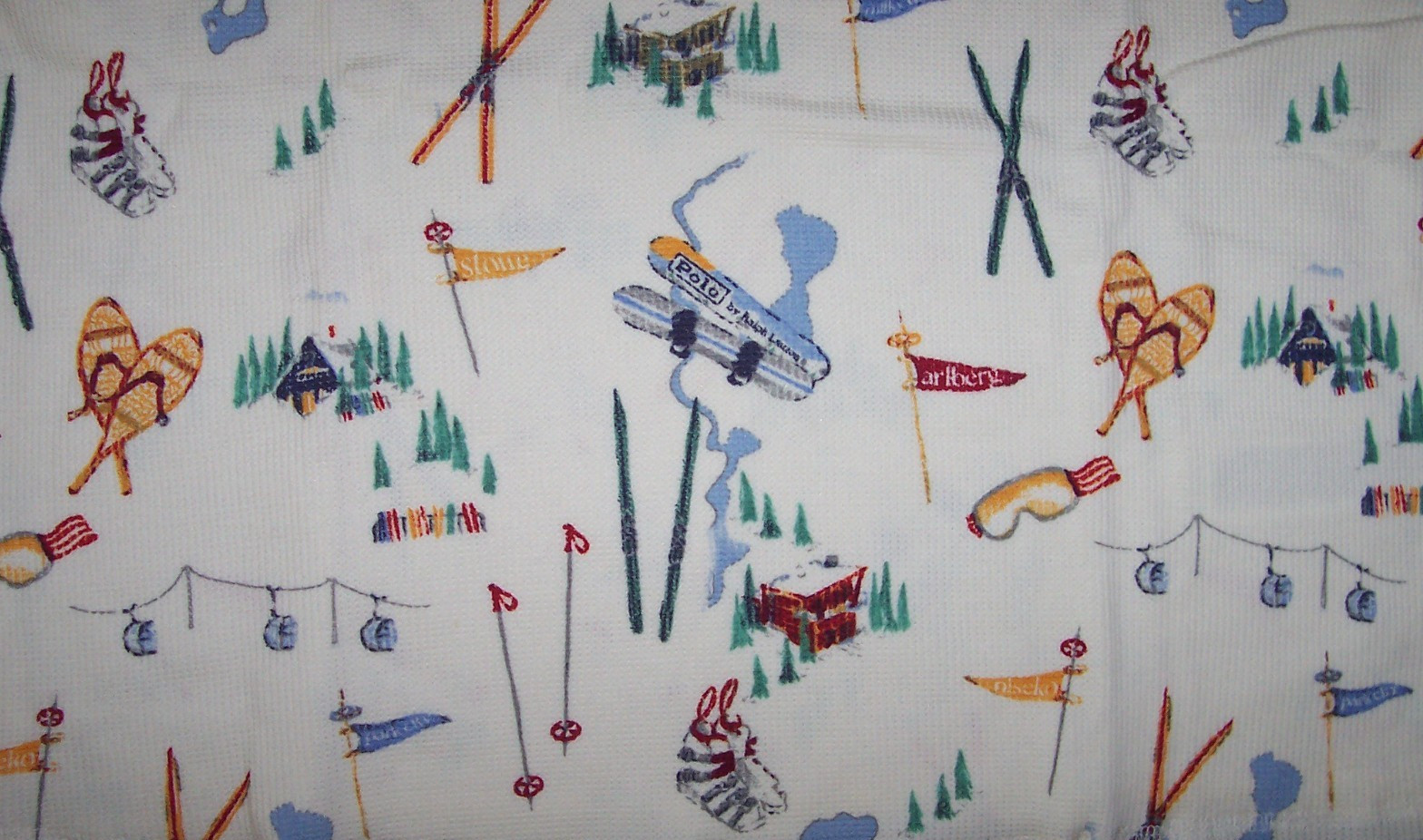 NWT Polo Ralph Lauren Cream Waffle Knit COZY SKI THEME Pajama Set Women's L PONY image 9