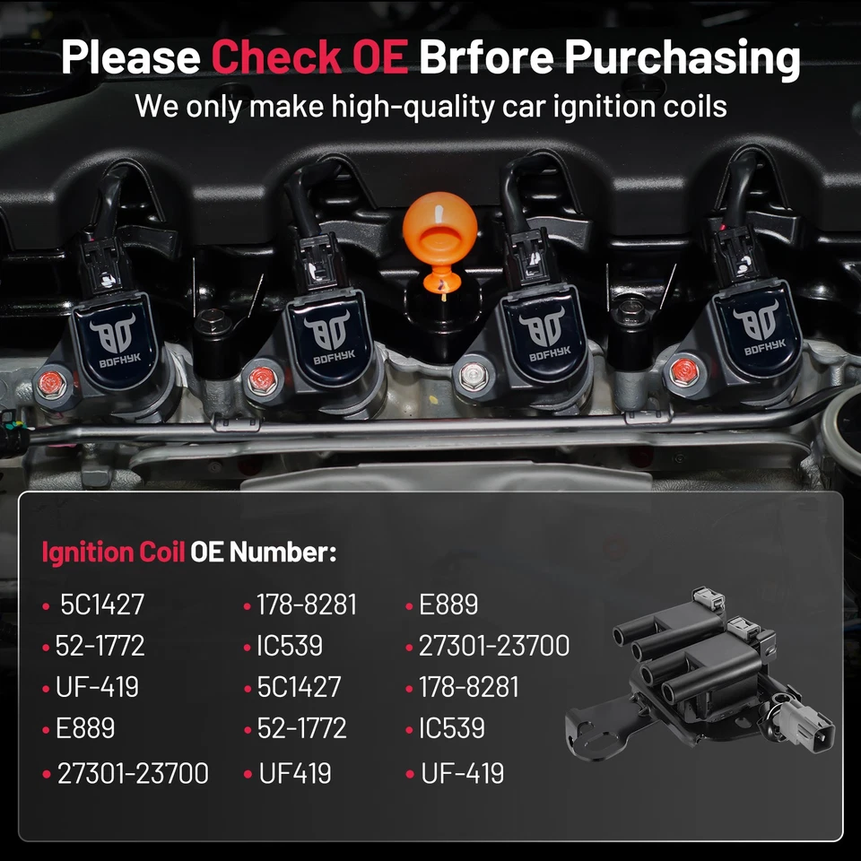 1X Bobina de encendido de calidad UF419 para Kia Sportage 2005-2007 2,0 L L L4 Foto 4 de 4