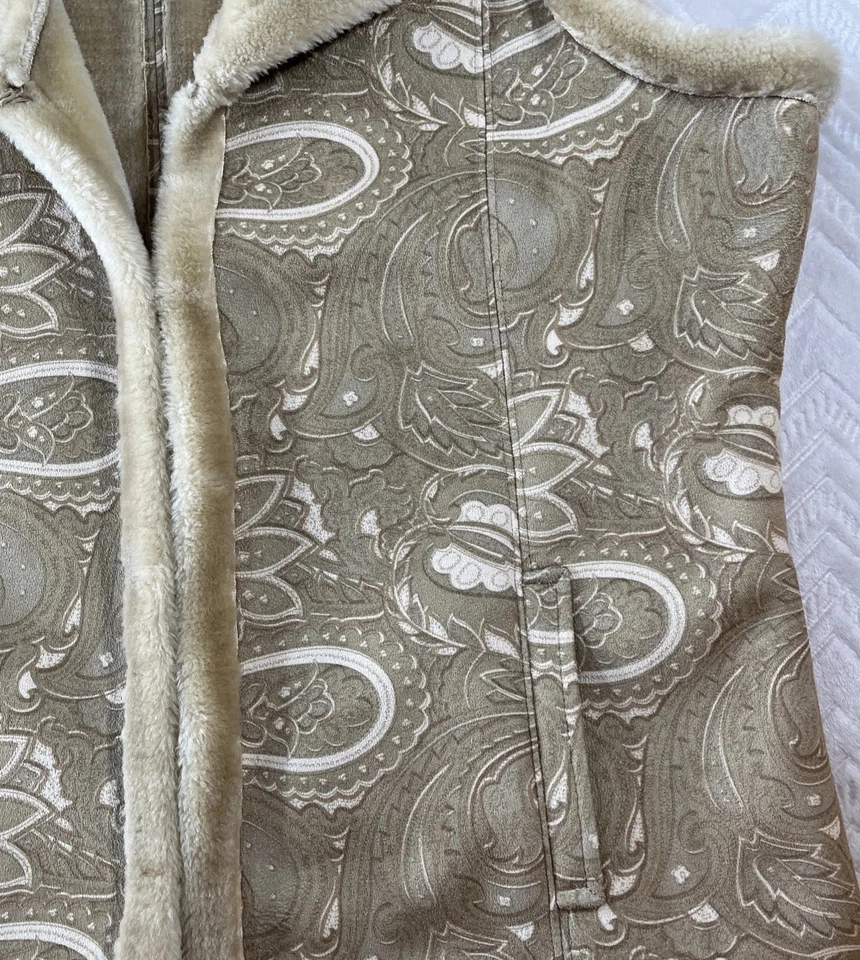 Chaleco Coldwater Creek para mujer XL tostado imitación gamuza piel cachemira usado en excelente estado Foto 3 de 4