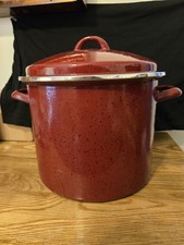 Paula Deen Large 12 Qt. Red Speckled Enamel Steel Stock Pot with Lid