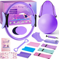 Pilates Equipment Kit for Women, Home Pilates Kit with 15" Pilates Ring, Home Wo
