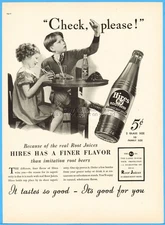 1937 Hires Root Beer Check Please Kids Date Philadelphia PA Soda Soft Drink Ad