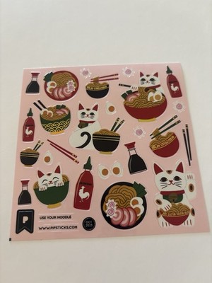 Pipsticks Use Your Noodle Sticker Sheet Ramen Lucky Cat Food Kawaii Planner Stic