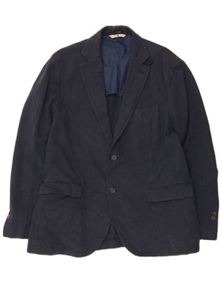 Massimo Dutti Mens 2 Button Blazer Jacket EU 52 Large Navy Blue Geometric ZA08