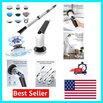 Advanced Electric Spin Scrubber: Adjustable Handle, Multi-Surface Cleaning Tool