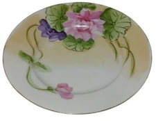 Vintage Handpainted Bread Plate Lily Pads Made In Japan Gold Trim Six Inches SEE