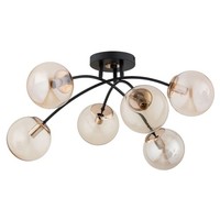 Deckenlampe 6-Flammig Glas Schwarz Gold E14 L:59 Cm Deckenleuchte Schlafzimmer