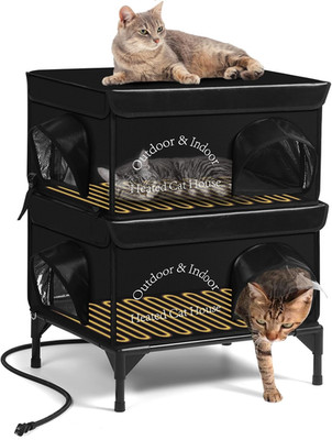 Heated 2-Story Cat House - Waterproof & Insulated for Stray Cats