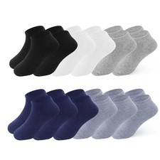 Uizuooy Kids Athletic Ankle Socks Boys Low Cut Sport 4-6 Years, 2116-12 Pairs