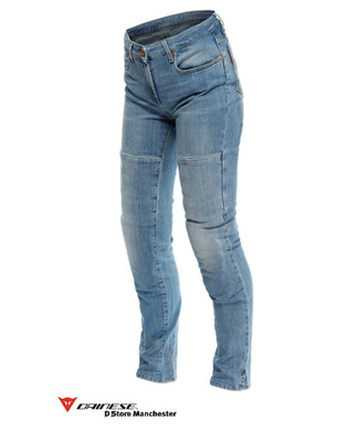 Dainese Damen Stone Slim Fit Hellblau Urban City Sicherheit Verstärkte Denim M...