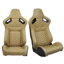 Universal Racing Seats Reclinable Dual Lock Sliders Pu Carbon Fiber Beige