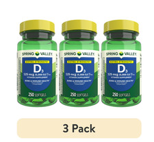 Spring Valley Vitamin D3 Supplement Softgels - 5000iu 250 Count 3pack