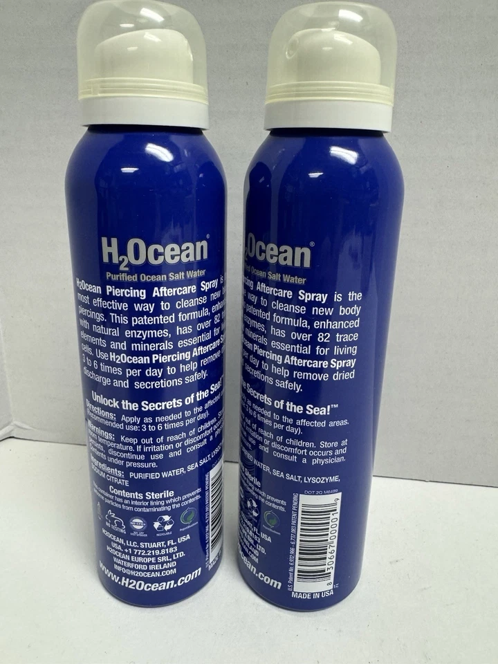 Paquete de 2 piercings H2Ocean spray para el cuidado posterior 4 oz piercings corporales y orales Foto 2 de 3