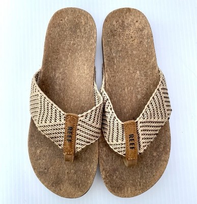 Reef Womens Flip Flops 6.5 Cork Lined Footbed