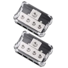 4 Way Power Distribution Block, 1x 0/2/4 AWG Gauge in / 4X 4/8/10 Gauge Out A...