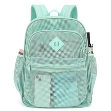Heavy Duty Green Mesh Backpack See Through Lightweight School Beach Bag