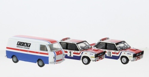 Brekina 22664 - 1/87 Set Fiat 131 Abarth Und Fiat 238 Kasten, Fiat France Course-image