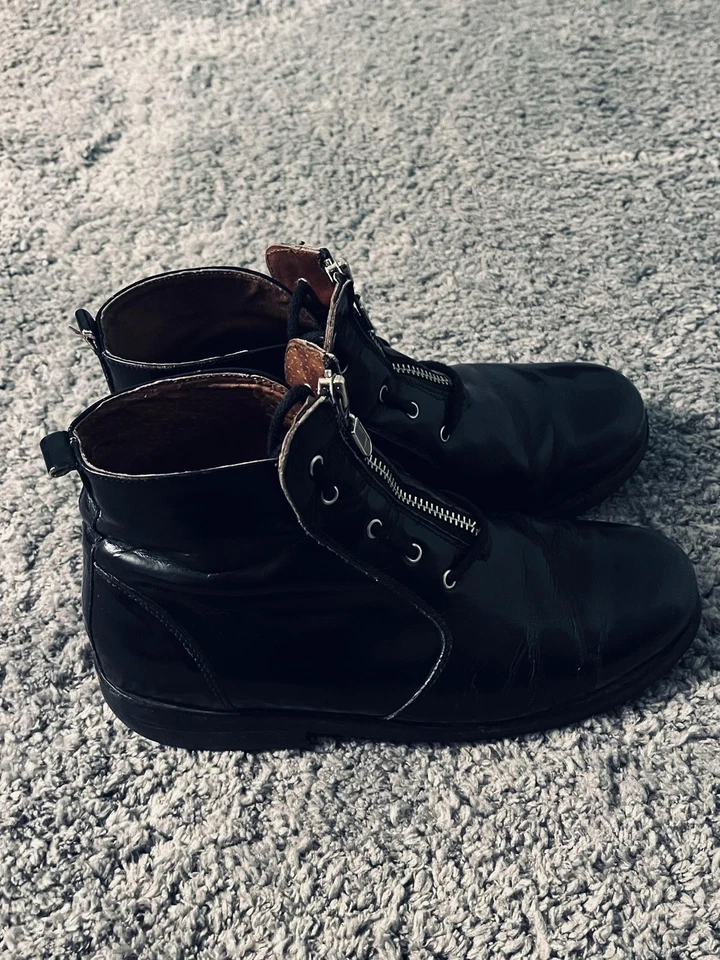 复古 Gianni Barbato Xenos 靴子女式 6 码皮革踝拉链意大利 80 年代 — 第 2/4 张图片