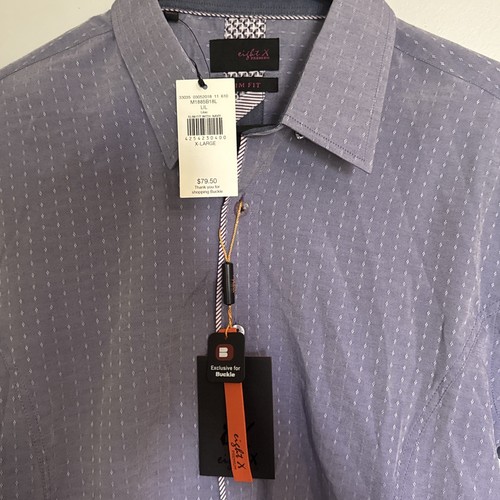 Eight X Premium Camicia Slim Fit per Fibbia Uomo XL Viola $79,50 Nuova con etichette - Foto 2 di 3