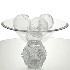 Hand Blown Glass Bubble Orbs Clear Sphere Set of 4 Decorative Art Glass Balls 4"