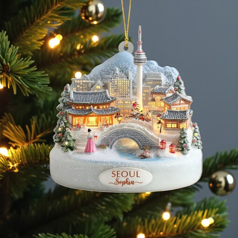 Personalized Seoul Korea City Christmas Ornament Travel Souvenir Gift