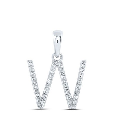 0,14 ctw natürlicher Diamant dünner Anfangsbuchstabe mit Anhänger 10k Weißgold
