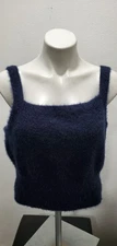 House of Harlow 1960 Navy Blue Fuzzy Tank Sz XL Thick Stretch Crop Length Layer