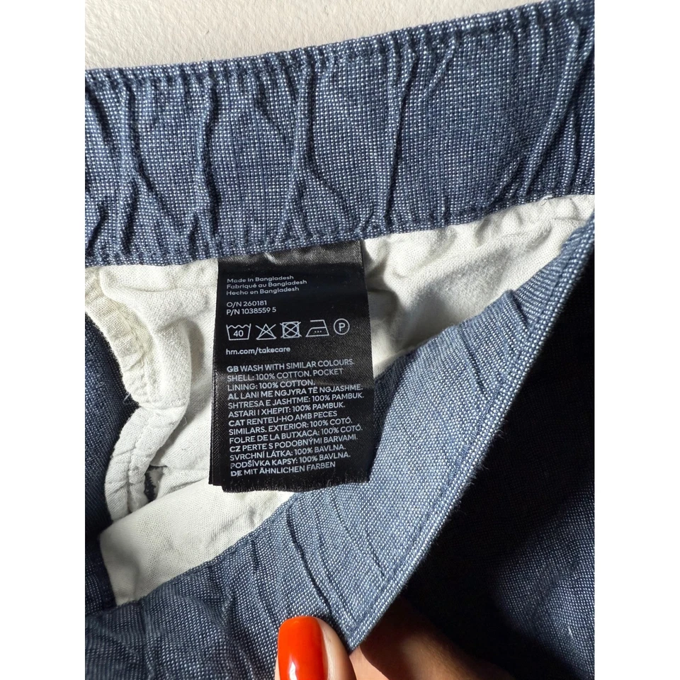 Pantalones Cortos HM Para Hombre Calce Regular Cupé Estándar Azul Informal Cordón Talla S Foto 4 de 4