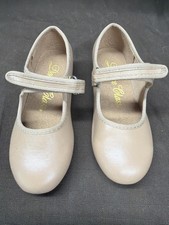 Beige Leather Tap Shoes with Adjustable Strap