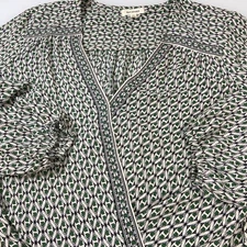 Max Studio Womens Size L Wrap Style Blouse Long Sleeve Green Leave Print Hi-Lo