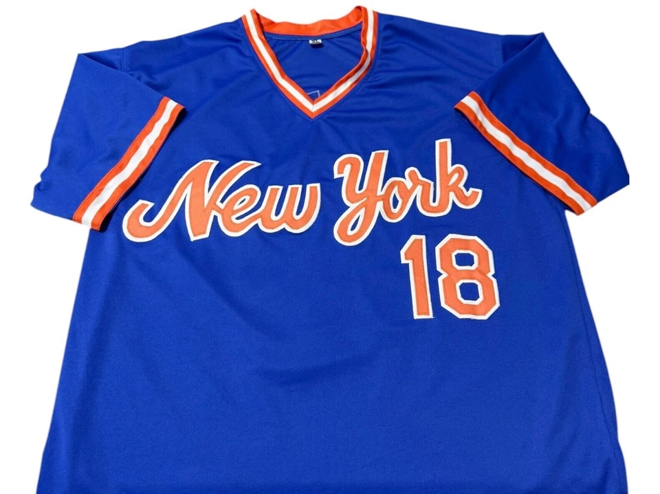 Футболка синяя с автографом New York Mets Darryl Strawberry профессиональный стиль подлинная BAS... - Изображение 2 из 2