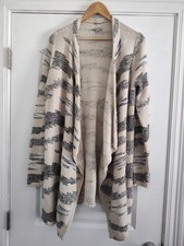 Lucky Brand Ladies Sz Large Blue Marled Open Front Waterfall Cardigan Sweater