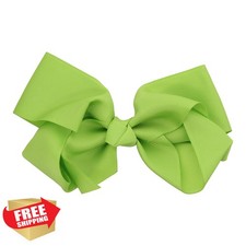 5.5 Inch Grosgrain Hair Bow Clip For Woman And Girls Lime Green