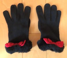 EUC Gymboree HOLIDAY PICTURES Black Faux Fur Bow Gloves Girls' Size 3-4