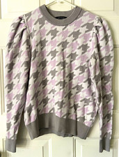 Ann Taylor Womens S Houndstooth Crew Neck Puf...