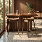 Set of 2 Klamath Mid Century Modern Counter Chairs Saddle Seat Kitchen Bar Home