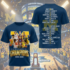 Michigan Wolverines NCAA 2026 Men  s Basketball National Champions Roster T-Shirt