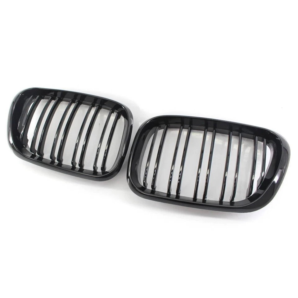 Front Kidney Grille Grill Gloss Black Double Line Style For BMW X5 E53 2000-2003 - Image 3 of 4