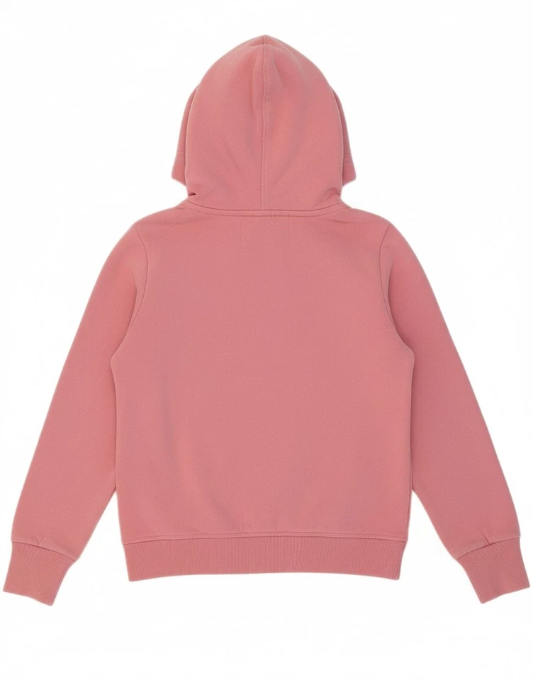 Suéter com capuz feminino SUPERDRY gráfico de atletismo com zíper Reino Unido 14 grande rosa AJ08 - Imagem 2 de 4