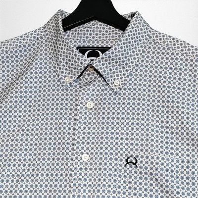 Cinch Shirt Mens Large Geometric S/S Button Down Western Rodeo MTW1704074