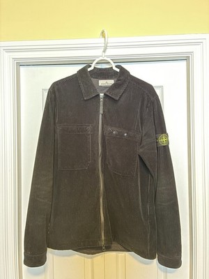 Stone Island Black Corduroy Zip Overshirt Jacket Size M Certilogo Authentic