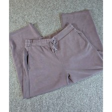 Members Mark Womens M Sandwash Crop Pants Gray Wide Leg Drawstring Lounge