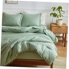 Kid's Bedding Comforter Set Size - Bed in a Bag 5 Pieces for Twin Sage Green