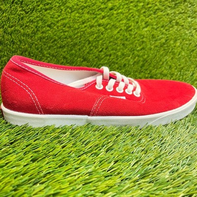 Vans Authentic Low Womens Size 8 Red White Athletic Suede Skate Shoes Sneakers