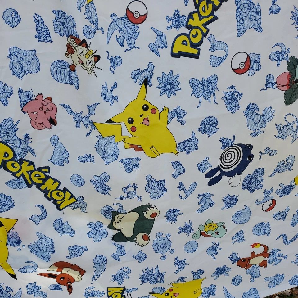 Lençol de cama vintage Nintendo Pokemon 1998 topo plano duplo 66" x 90" - Imagem 3 de 4