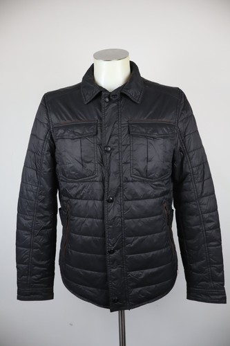 Massimo Dutti, Massimo Dutti Men Quilted Jacket Full Zip Regular M Black Nylon Vintage Casual